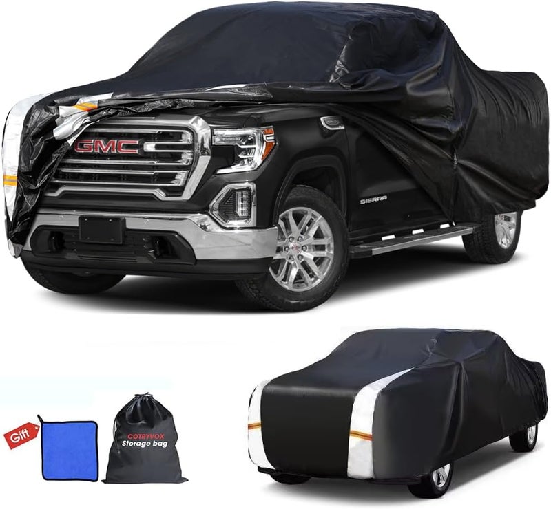 Cotryvox GMC Sierra Truck Cover Custom Fit 2002-2018 Regular Cab Long Bed(8.15') with Door Zipper, 10 Layers Outdoor Heavy Pickup Truck Cover Waterproof All Weather, Wind Dust Sun Protector. - Image 1
